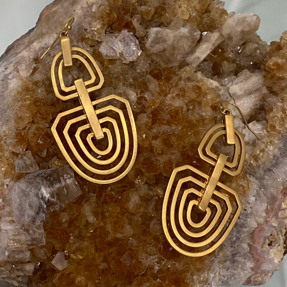 Unique Matte Goldtone Contemporary, Geometric Earrings